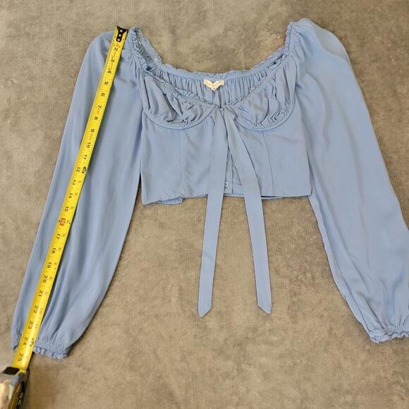 L.A. Hearts Corset Top S Blue Puff Sleeve Cottagecore - Picture 4 of 9